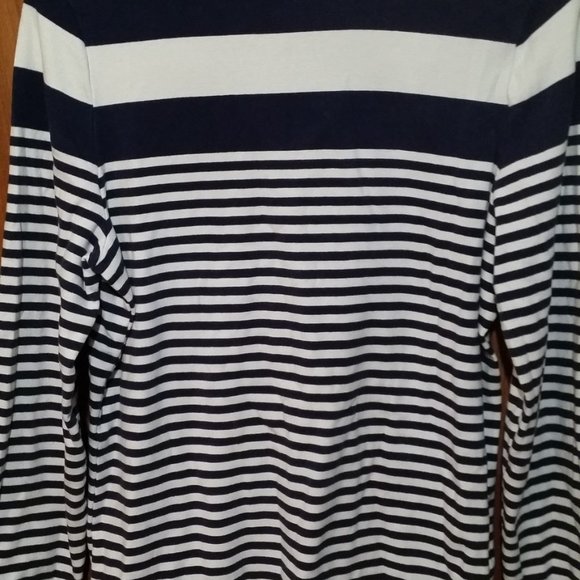 White and Navy Striped Long Sleeve Tee - Picture 2 of 5